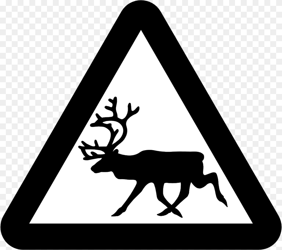 Clip Arts Related To Road Sign Black And White, Symbol, Triangle, Animal, Antelope Png