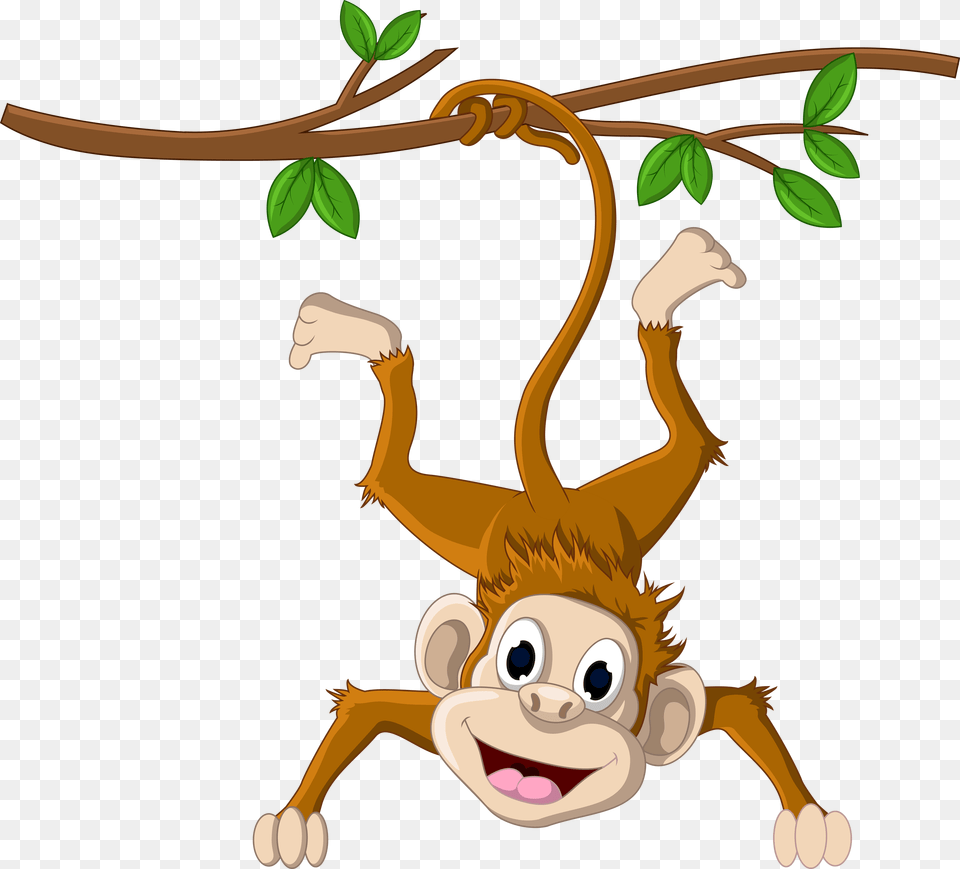 Clip Black And White Monkey Hanging From A Obezyana Kartinka, Animal, Wildlife, Mammal Free Png Download