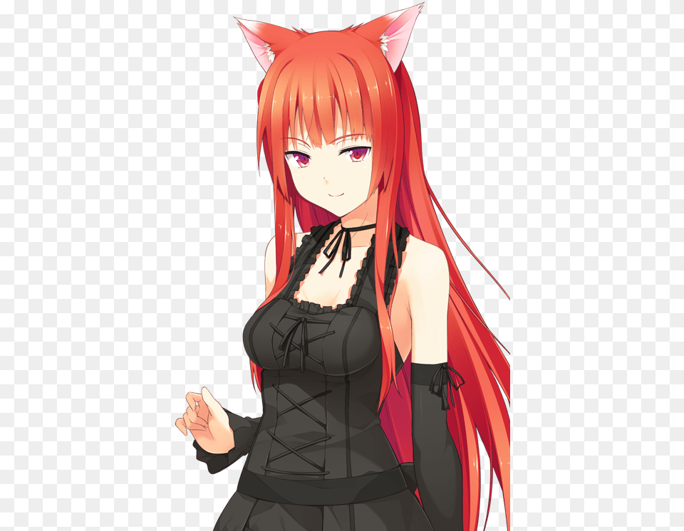 Clip Black And White Library Cute Nekos For All Girls Red Hair Anime Girl With Ears, Publication, Book, Comics, Adult Free Png