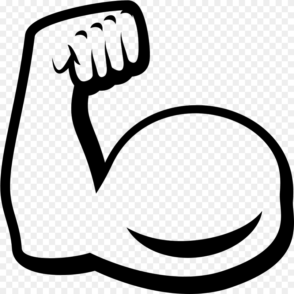 Clip Black And White Stock Biceps Arm Transprent Muscle Emoji, Gray Png