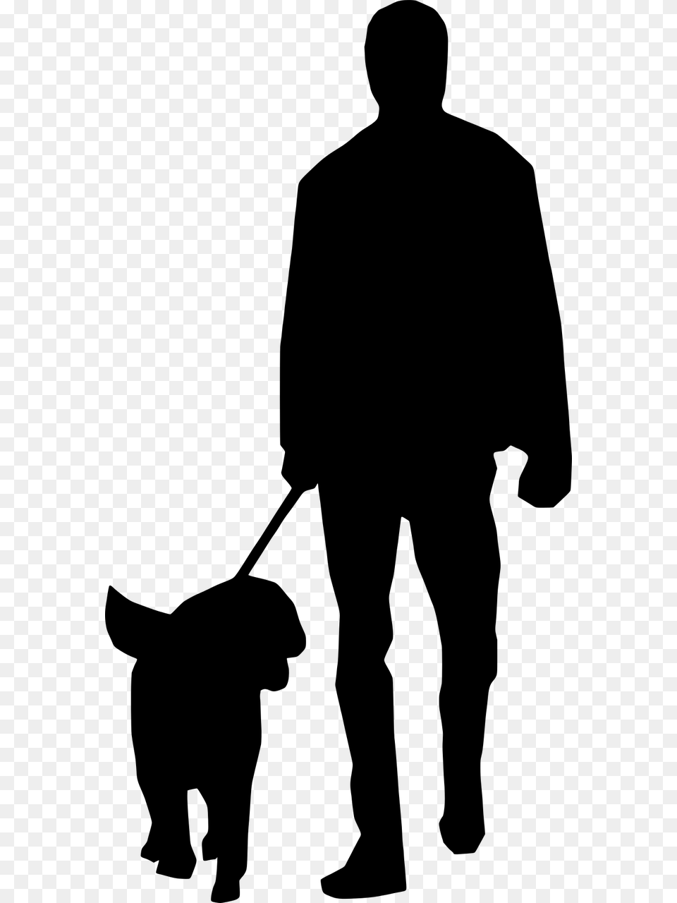 Clip Black And White Stock Man Dog Silhouette Free Man With Dog Silhouette, Gray Png