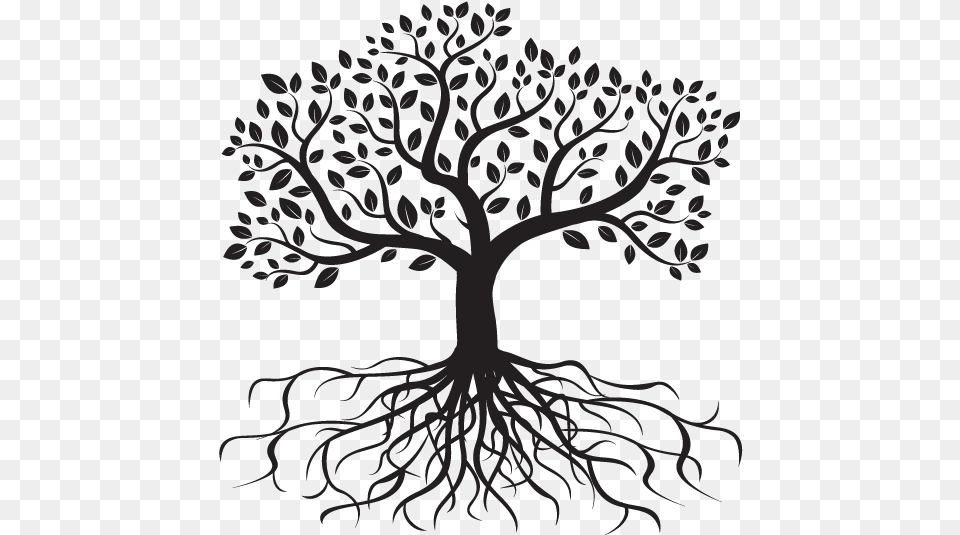 Clip Black And White Tree With Silhouette Tree With Roots, Art, Drawing, Chandelier, Lamp Free Transparent Png