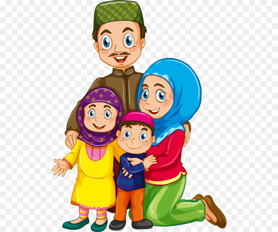 Clip Clip Art Muslim Family, Publication, Comics, Book, Baby Free Png Download
