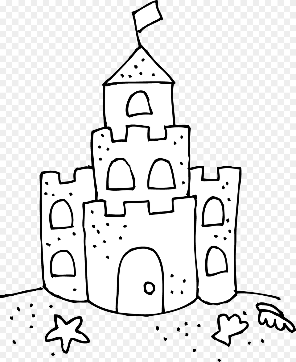 Clip Cute Transparent Clipart Sandcastle Clipart Black And White, Art, Doodle, Drawing, Outdoors Free Png Download