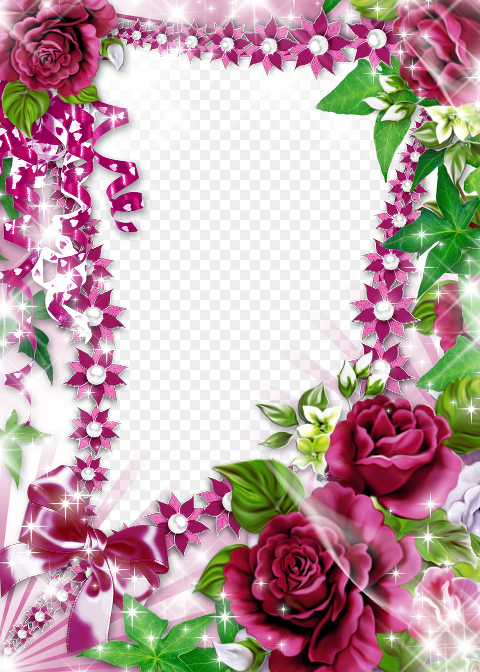 Clip Frame Collage Purple Rose Flower Border Design Free Png Download