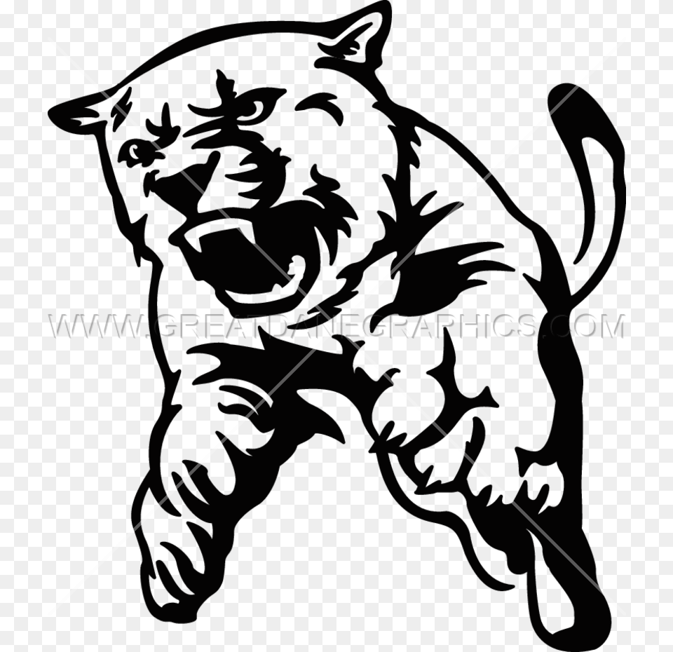 Clip Freeuse Library Full Body Production Ready Black And White Cougar Clipart, Animal, Mammal, Panther, Wildlife Png