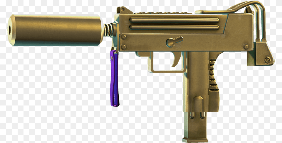 Clip Gun Gold Gold Mac 10, Firearm, Machine Gun, Rifle, Weapon Png Image