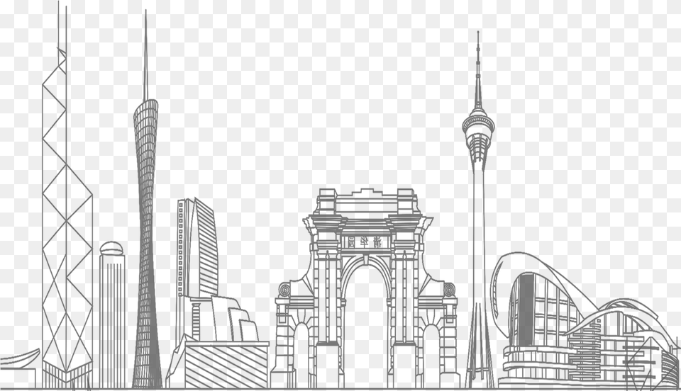 Clip Library Black And White Place Of Worship Skyline Line Art City, Drawing, Arch, Architecture, Urban Free Transparent Png