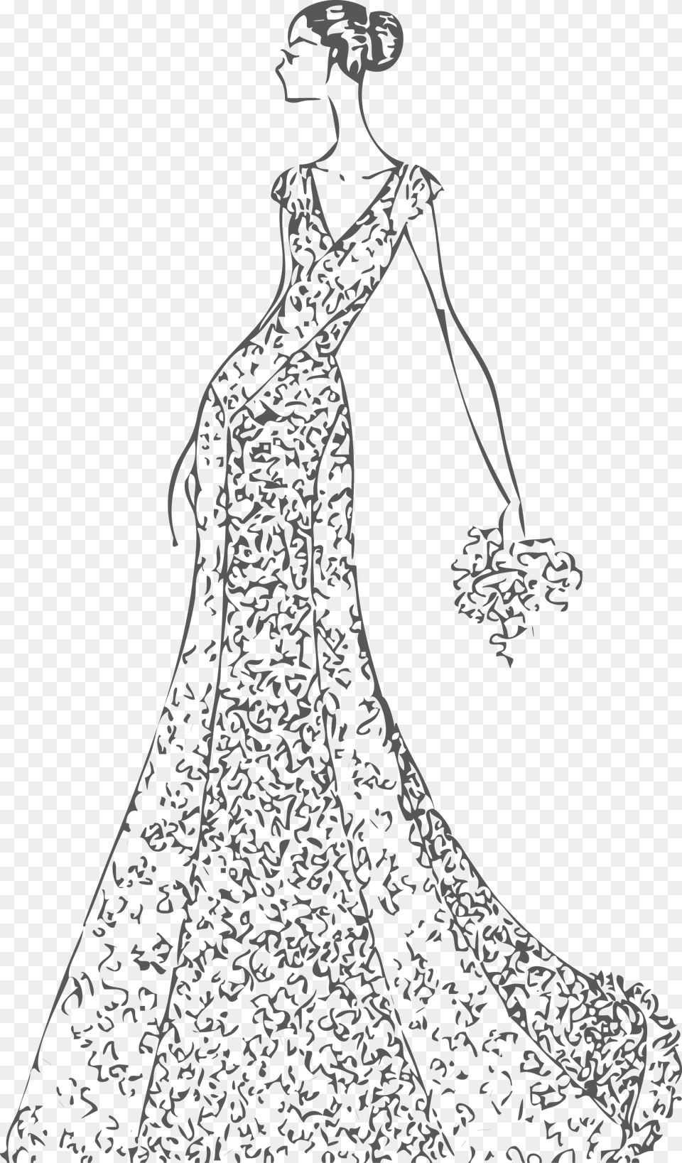 Clip Library Contemporary Western Wedding Dress Gowns And Dresses Sketches, Adult, Person, Woman, Female Png Image