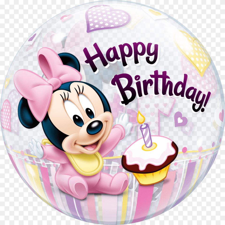 Clip Library Library Disney St Bubble Balloon Qualatex Happy 1st Minnie Birthday, People, Person, Baby, Birthday Cake Png