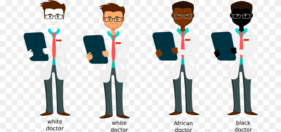 Clip Library White Caucasian African Doctors Black Doctor Birthday Card, Accessories, Shirt, Tie, Formal Wear Free Png Download