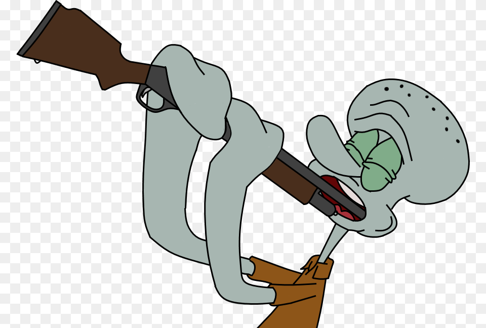 Clip Royalty Clarinet Clipart Squidward Squidward With Clarinet, Firearm, Gun, Rifle, Weapon Free Png Download