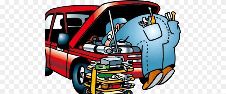 Clip Royalty Download Car Repair Shop Clipart Clip Cartoon Mechanic Logo, Transportation, Vehicle, Pickup Truck, Truck Free Transparent Png