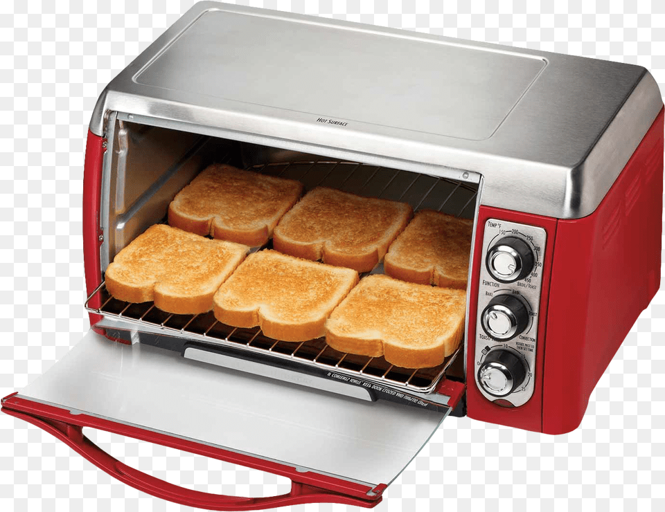 Clip Royalty Microwave Images Toppng Hamilton Beach Red Ensemble 6 Slice Toaster Oven W, Device, Appliance, Electrical Device, Bread Free Png