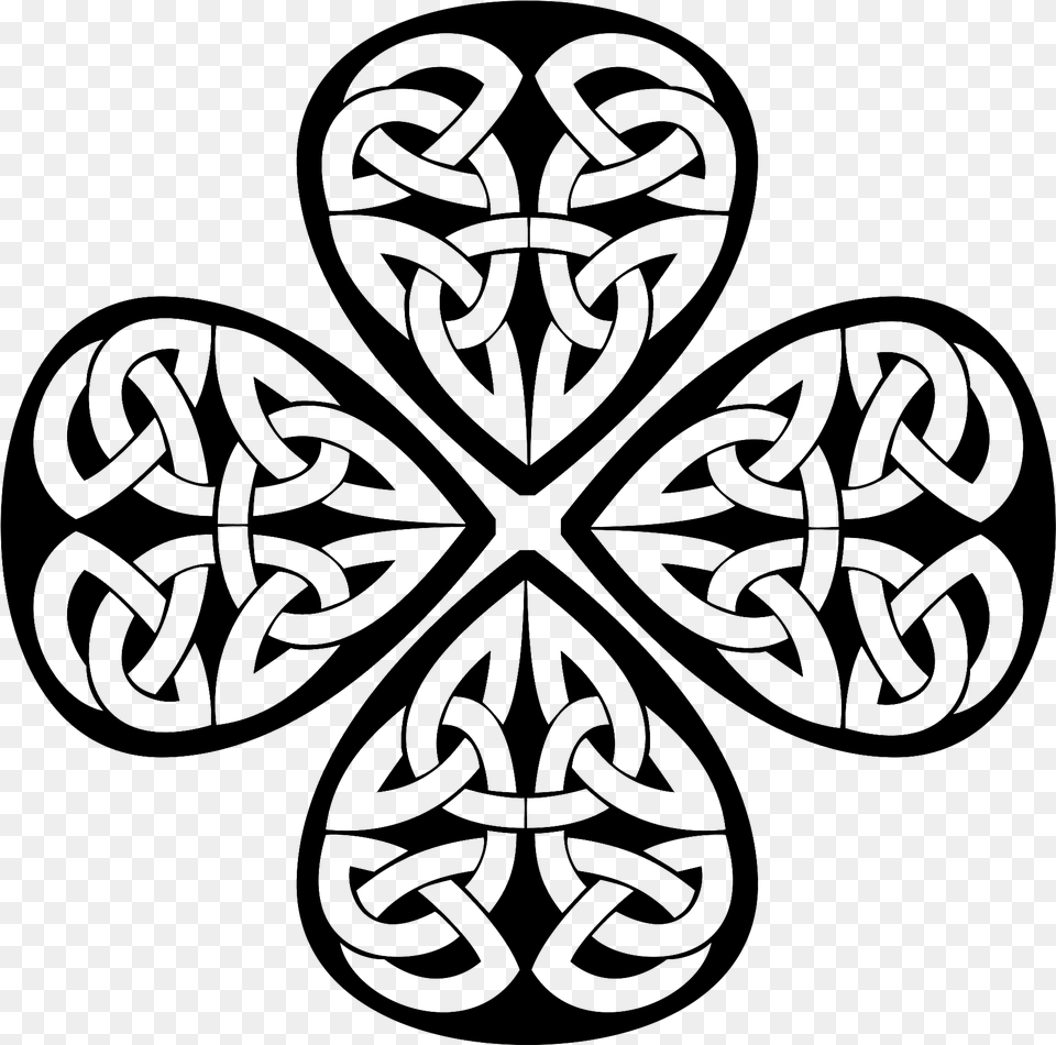 Clip Royalty Stock Four Leaf Clover Black And Celtic Knot Clip Art Black And White, Nature, Outdoors, Cross, Symbol Free Png Download