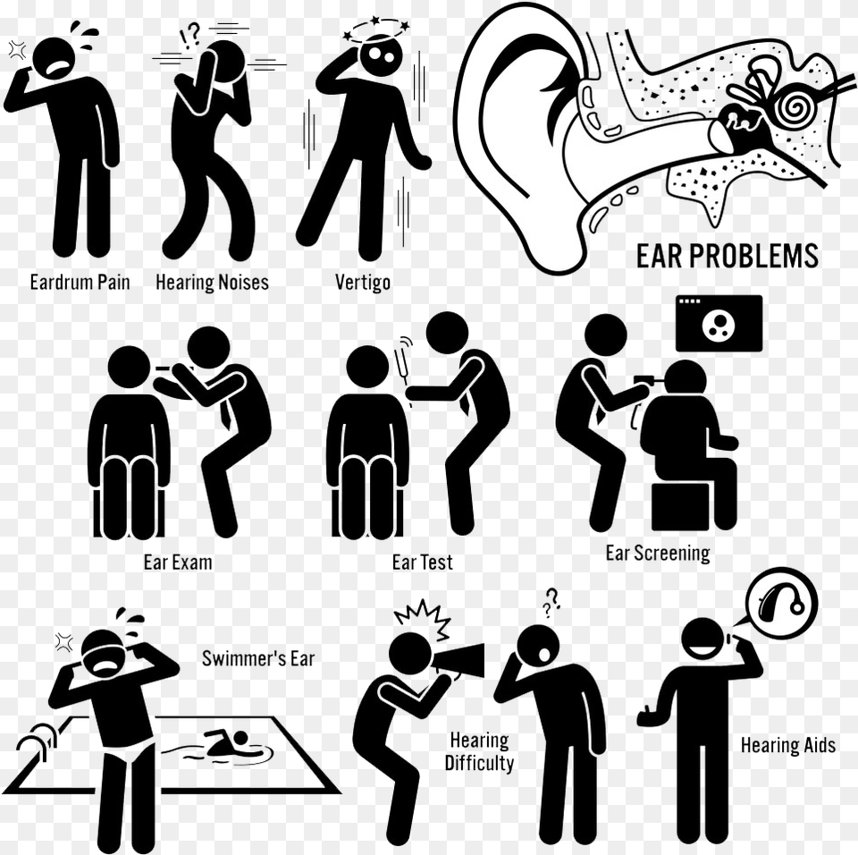 Clip Stock Medical Diagnosis Disease Ear Symptom Vector Graphics, Adult, Male, Man, Person Free Transparent Png