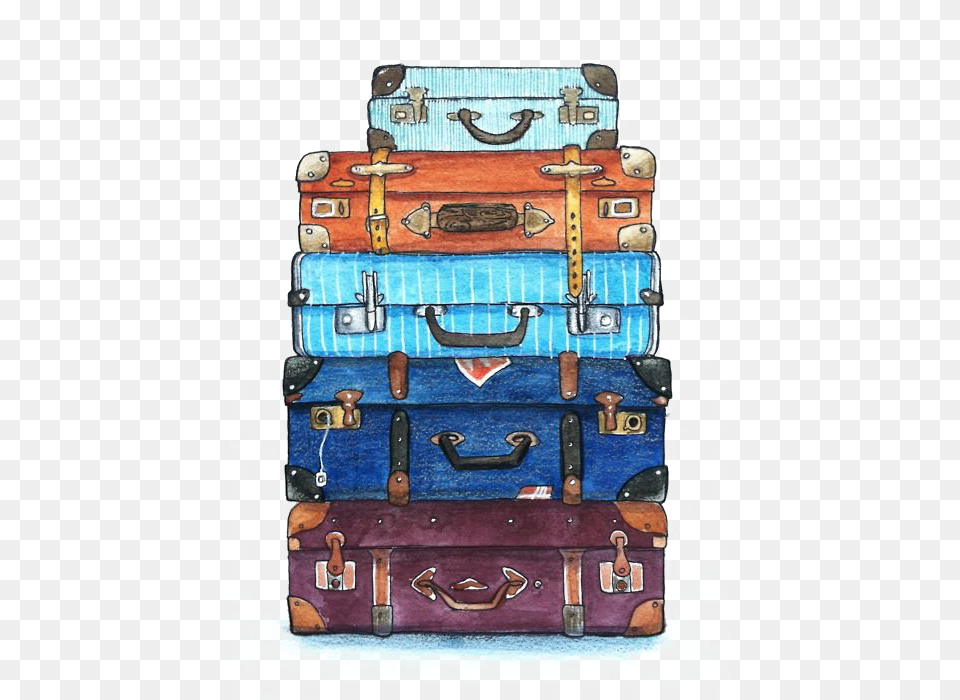 Clip Transparent Download Travel Painting Suitcase Luggage Watercolor, Baggage, Blade, Knife, Weapon Png