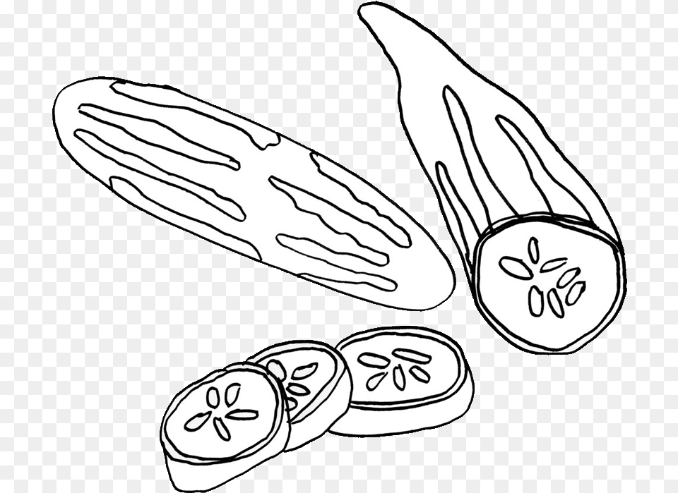 Clip Transparent Library Cucumber Slice Transparent Cucumber Clipart Black And White, Vegetable, Produce, Plant, Food Png Image