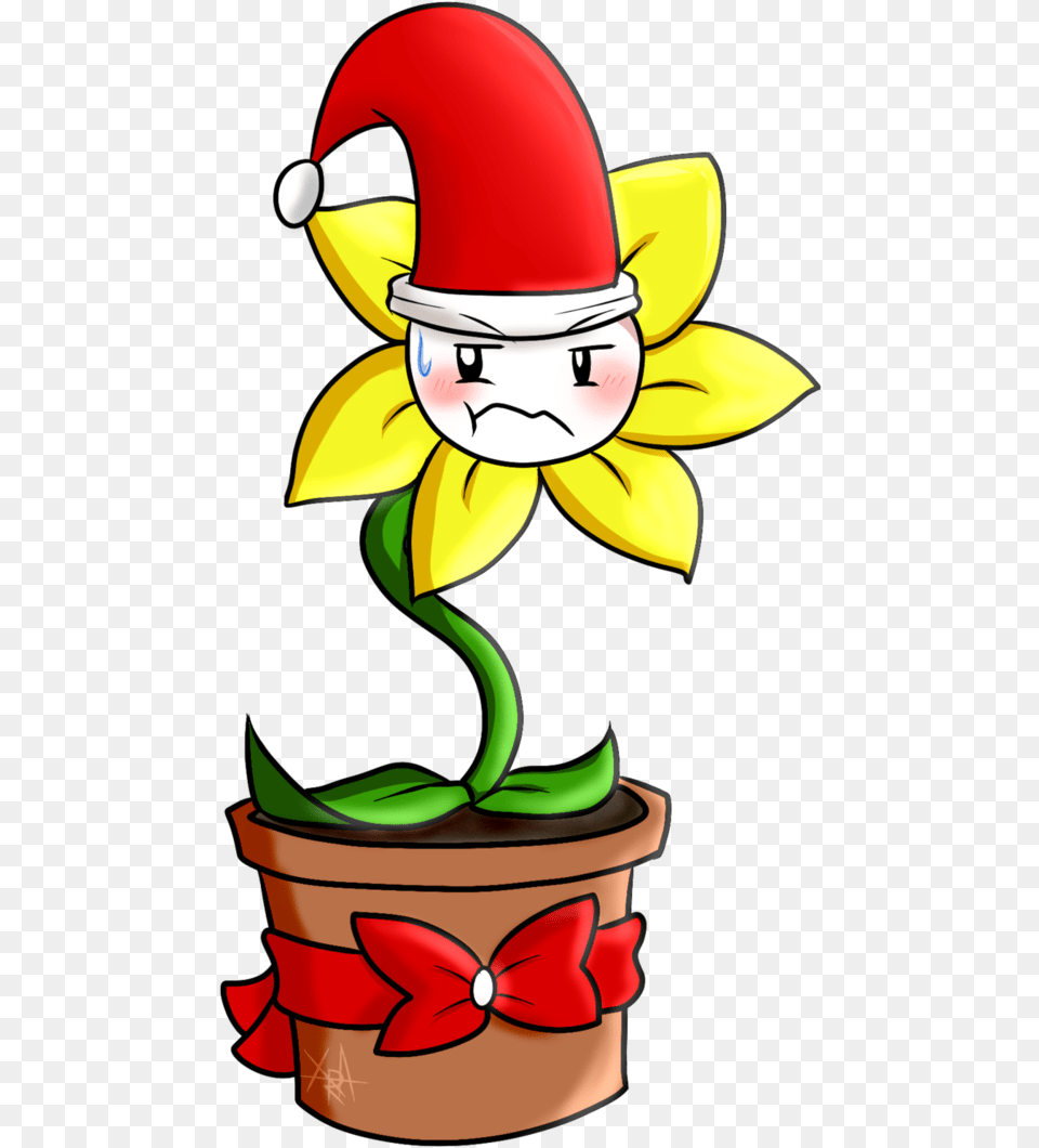 Clip Transparent Library Drawing Christmas Undertale Undertale Christmas Flowey, Elf, Flower, Plant, Potted Plant Png Image