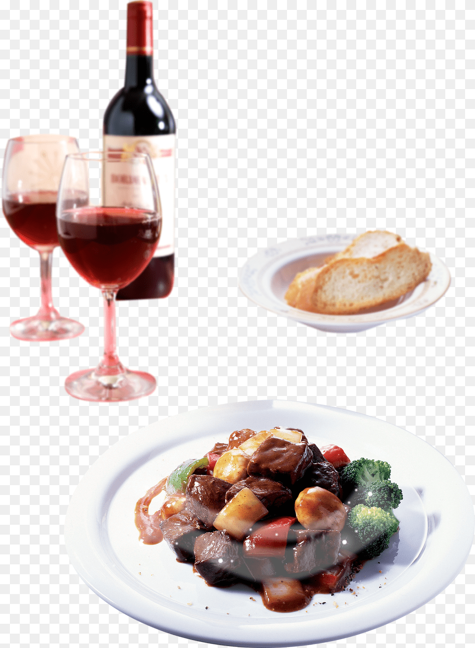 Clip Transparent Stock Chicken Curry European Bread Red Wine, Alcohol, Red Wine, Meal, Lunch Free Png