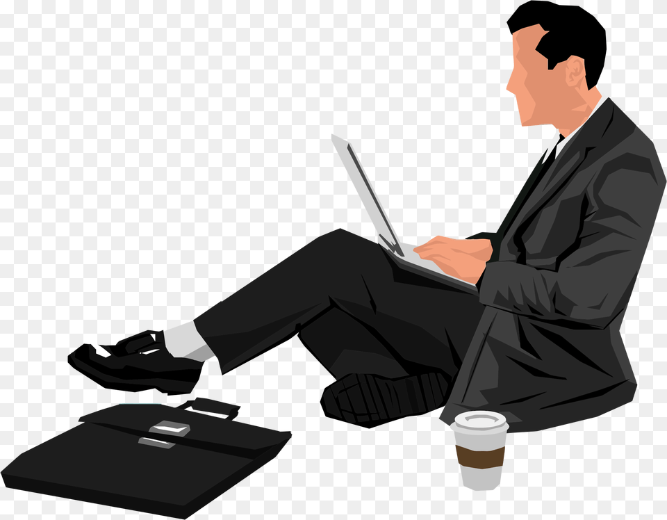 Clipart, Laptop, Person, Electronics, Sitting Png