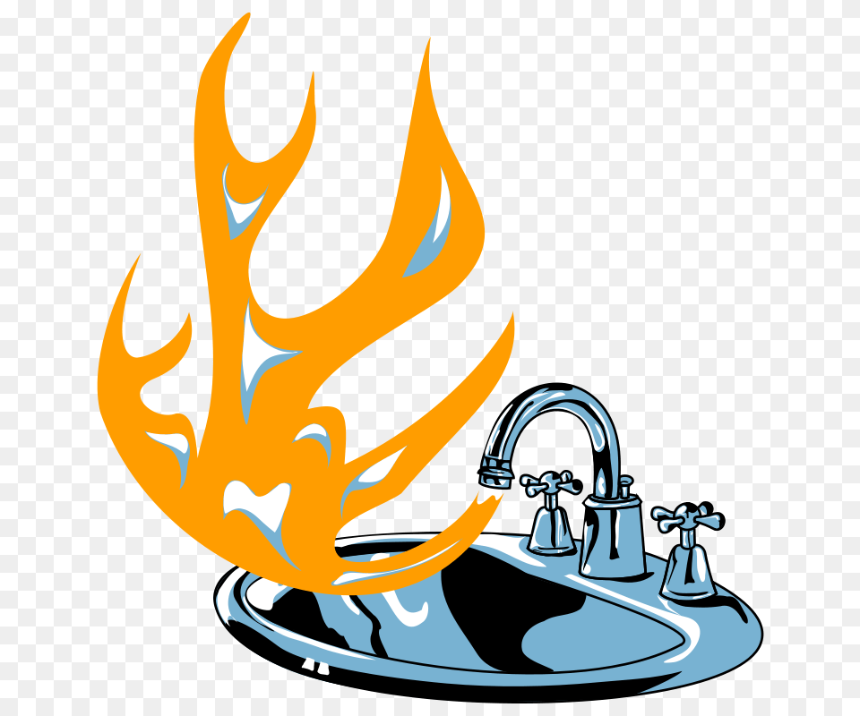 Clipart, Sink, Sink Faucet, Smoke Pipe, Fire Free Png