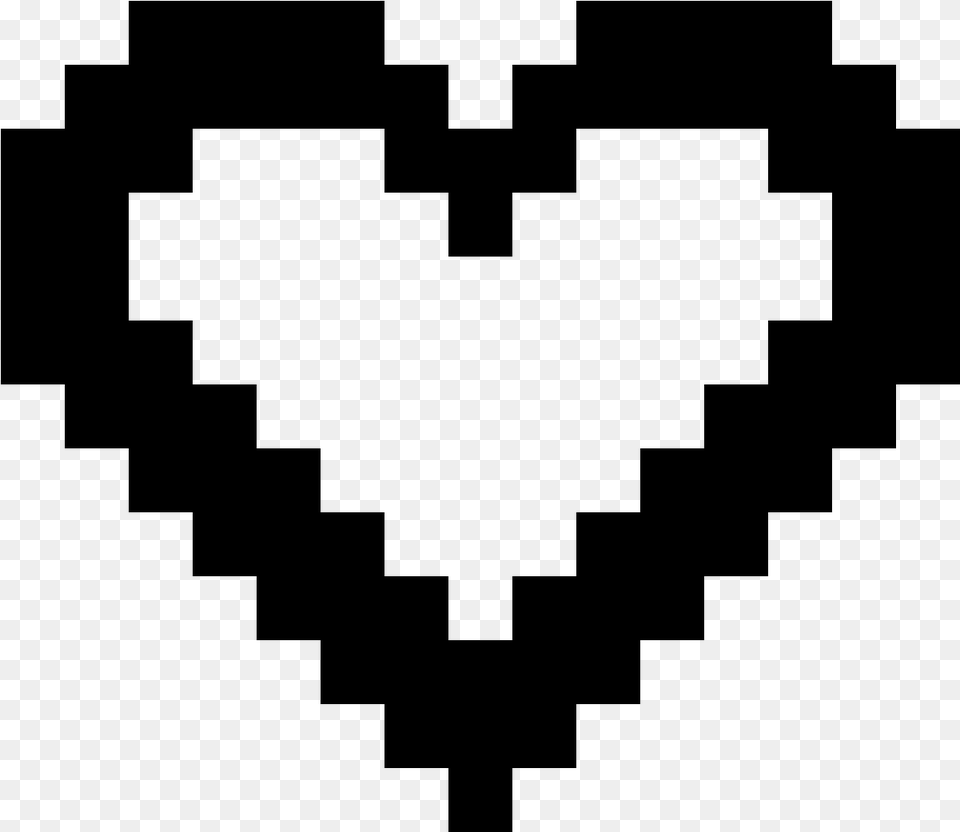 Clipart 8 Bit Heart, Gray Png