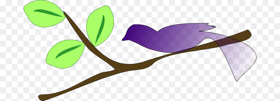 Clipart A Gradient Blue Bird On A Tree Branch Missiridia, Plant, Leaf, Purple, Flower Png Image