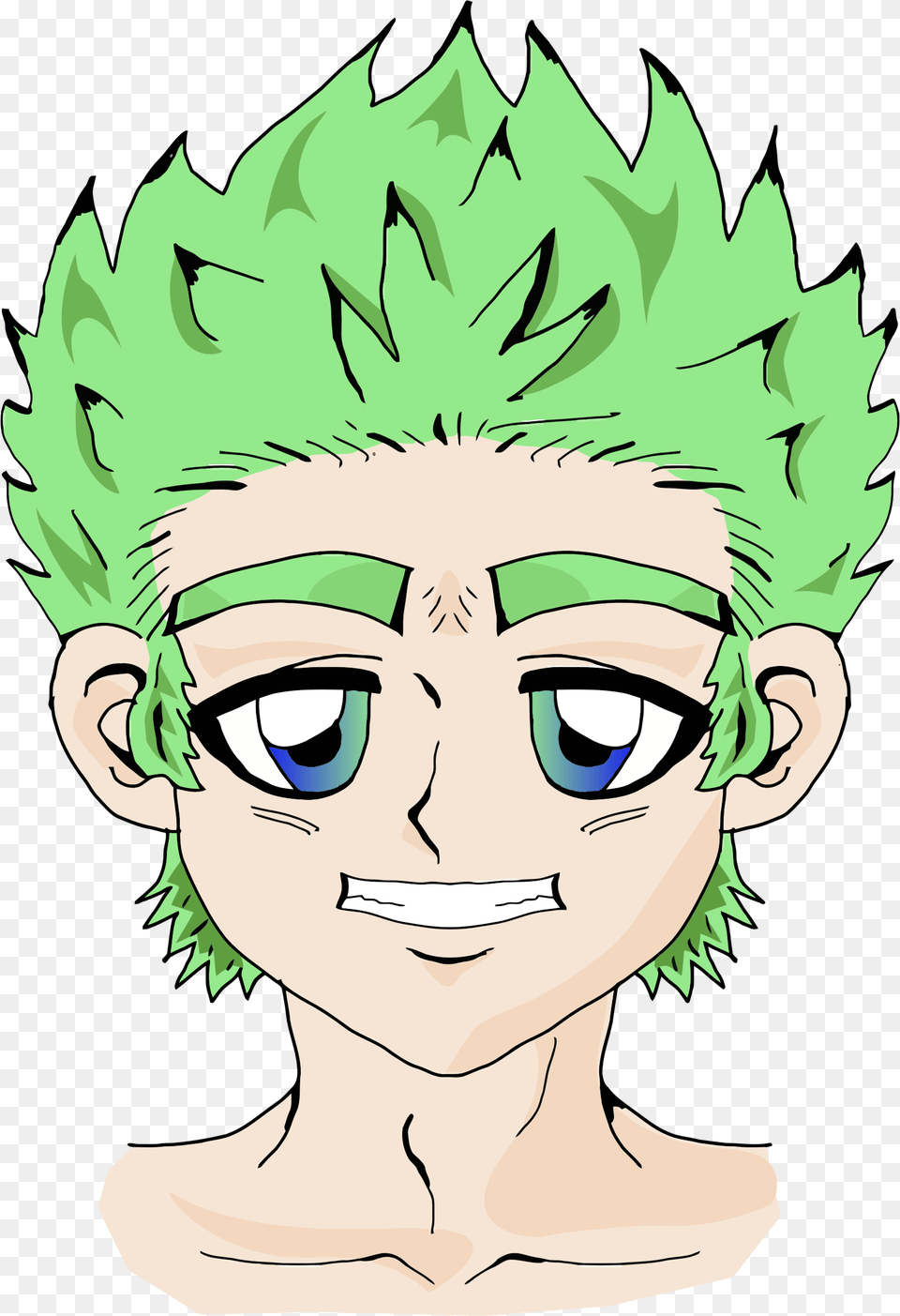 Clipart Anime Boy Boy Face Anime Green, Baby, Person, Head, Book Png Image