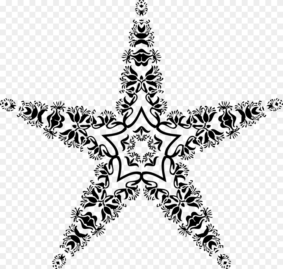 Clipart Art Nouveau Star, Gray Free Png Download