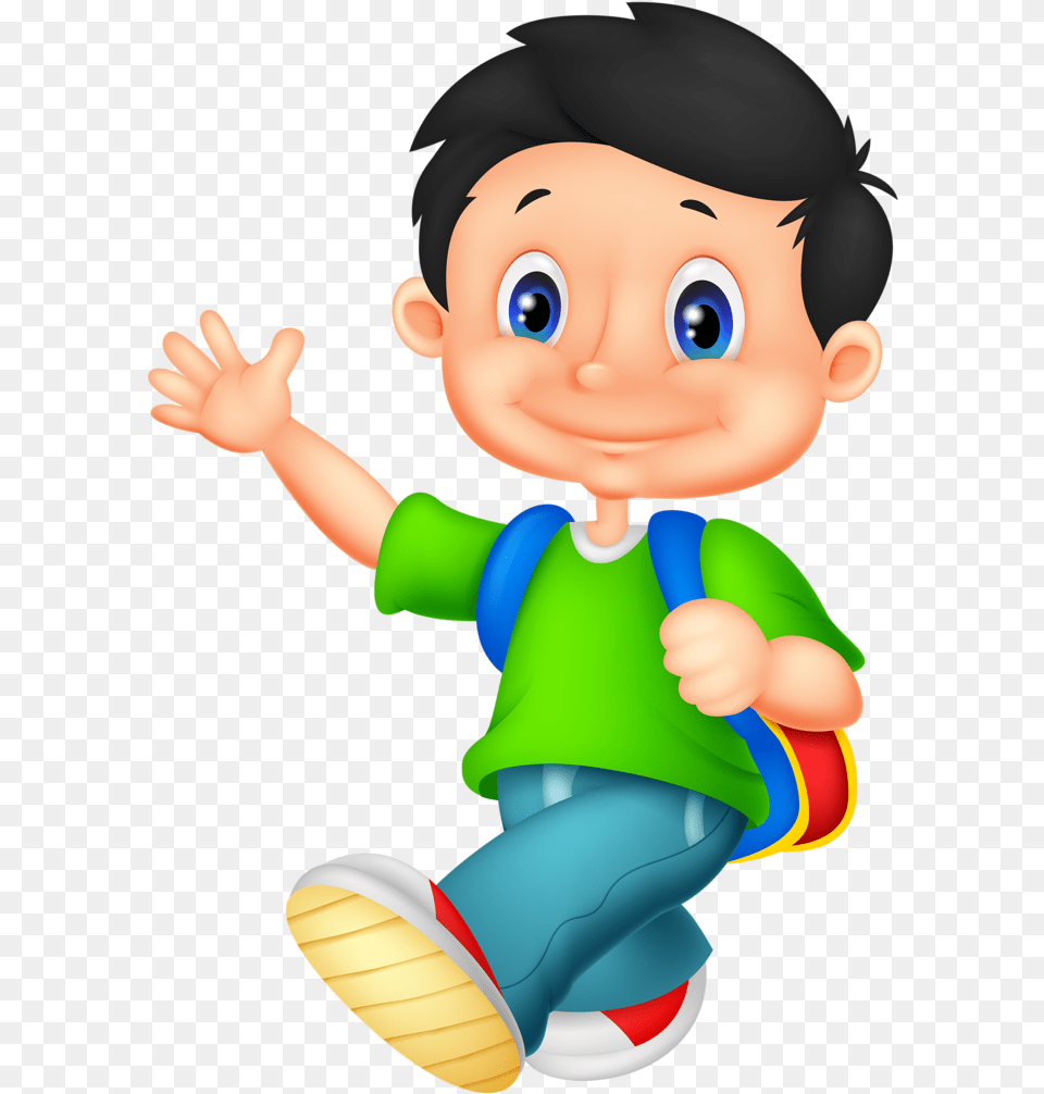 Clipart Backpack Junior School Happy School Boy Cartoon, Baby, Person, Body Part, Finger Free Png