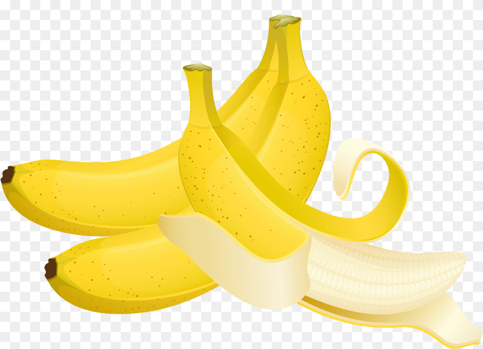 Clipart Banana Large Saba Banana, Food, Fruit, Plant, Produce Free Transparent Png