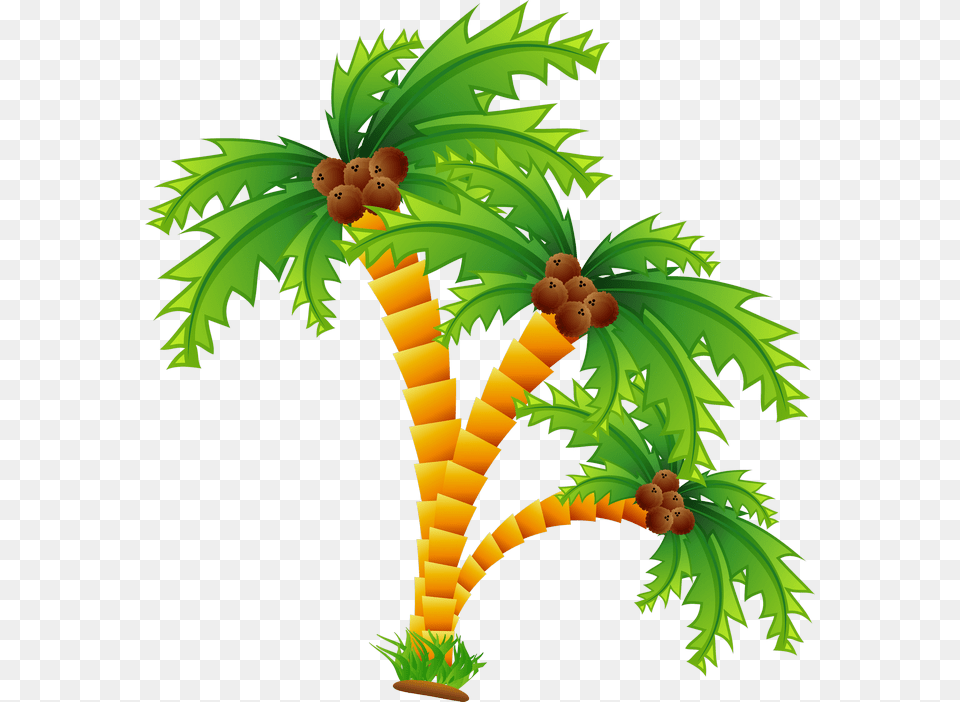 Clipart Beach Coconut Tree Palm Trees And Beach Cartoon, Palm Tree, Plant, Carrot, Food Free Transparent Png
