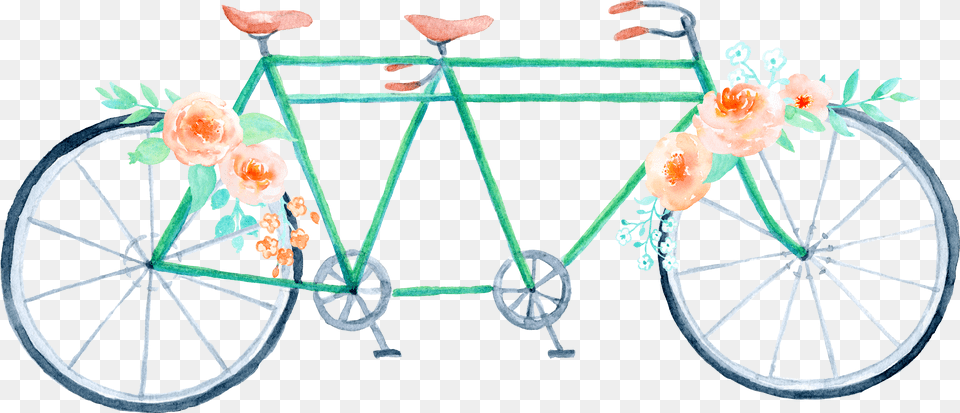 Clipart Bicycle Watercolor Wedding Bicycle Clipart, Tandem Bicycle, Transportation, Vehicle, Machine Free Png