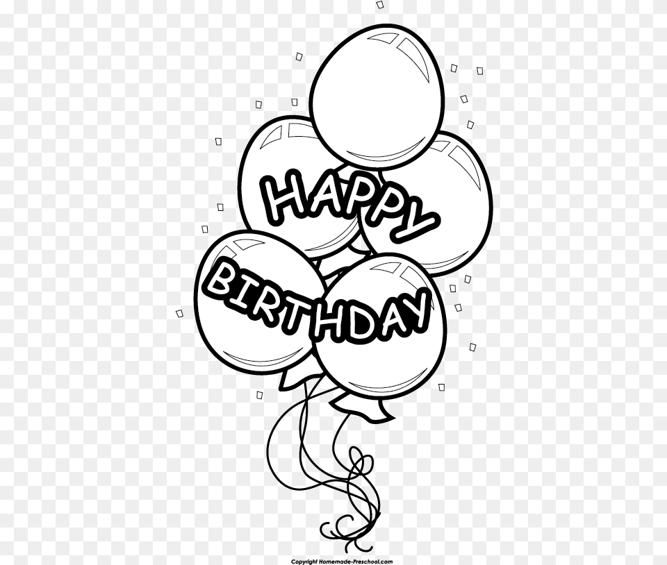 Clipart Birthday Balloons Black And White Circle, Person Free Png
