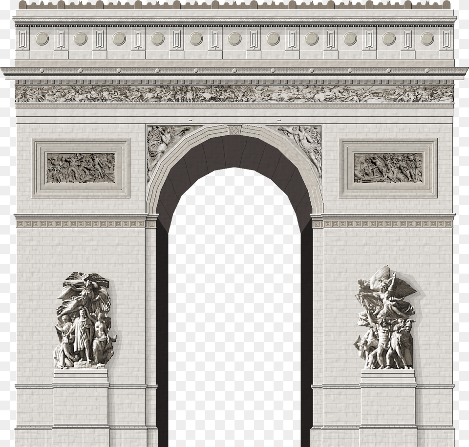 Clipart Black And White Arc De Triomphe By Arc De Triomphe, Arch, Architecture, Building, Person Free Png Download