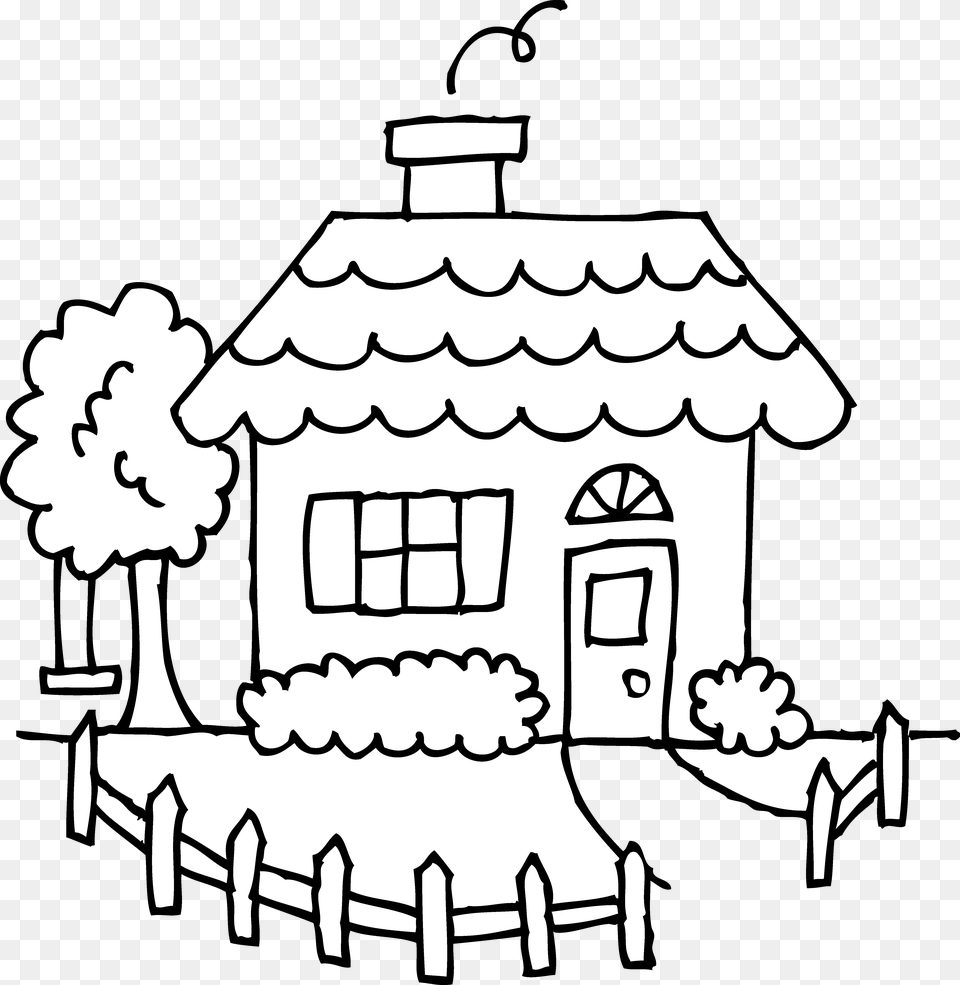 Clipart Black And White House House Black And White, Food, Sweets, Stencil, Person Free Png