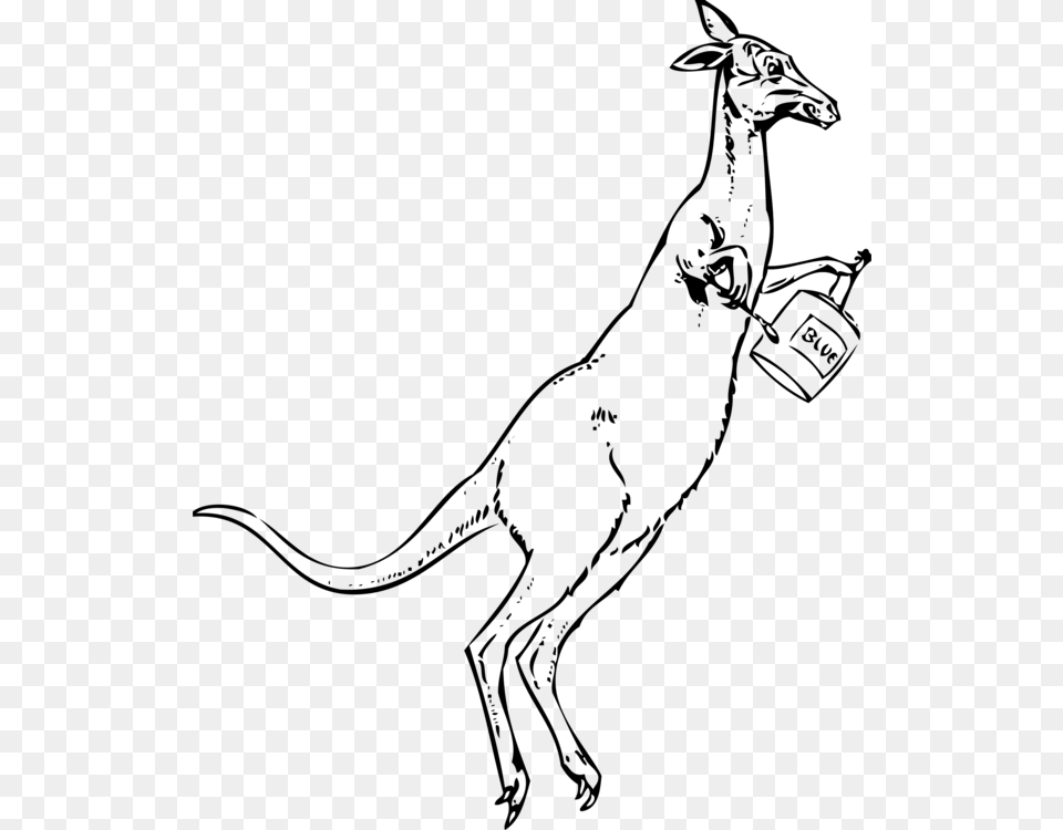 Clipart Black And White Jumping Kangaroo, Silhouette, People, Person, Animal Free Png Download