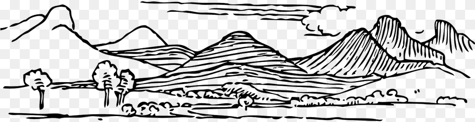 Clipart Black And White Mountain, Gray Free Transparent Png