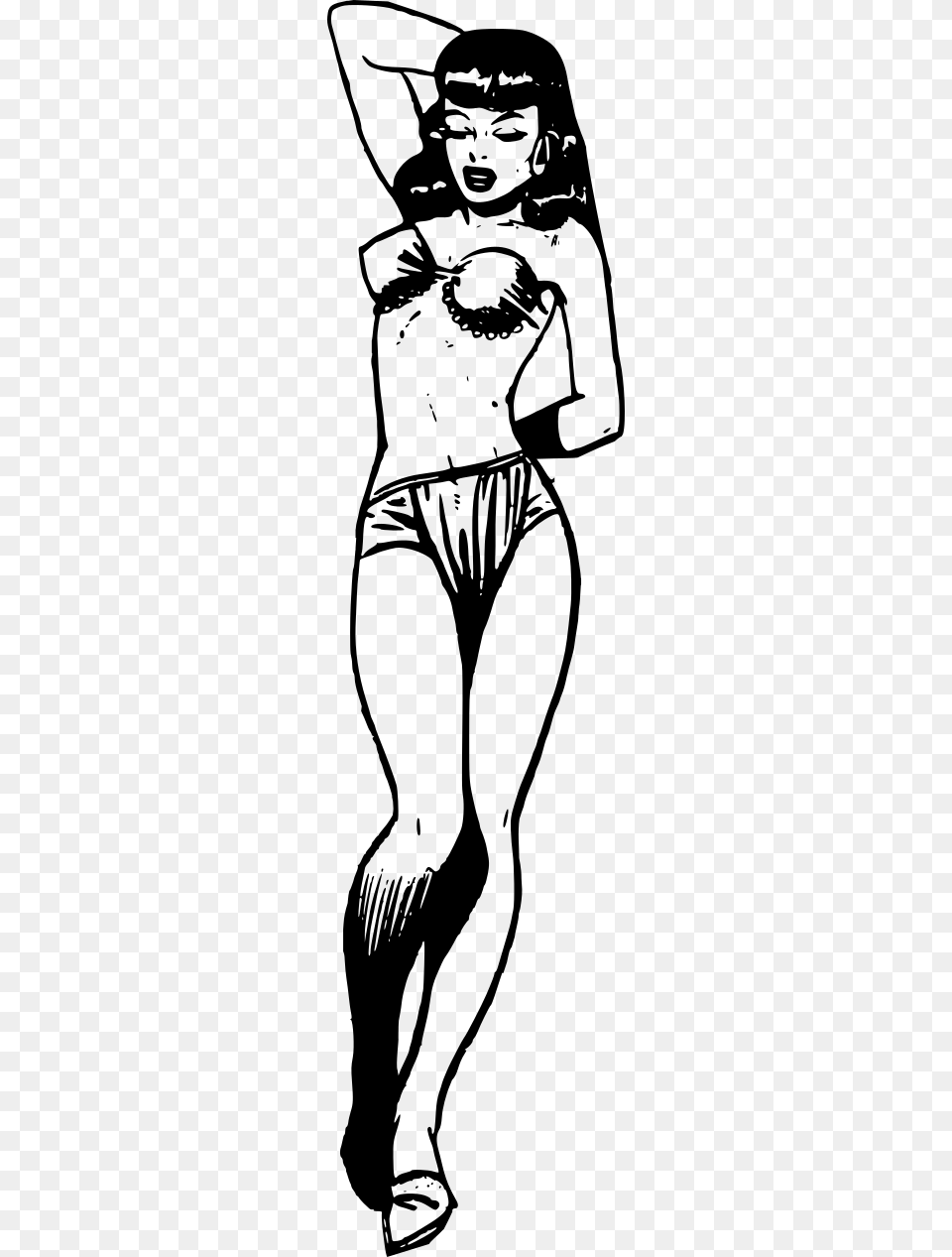 Clipart Black And White Pin Up Girl, Gray Free Transparent Png