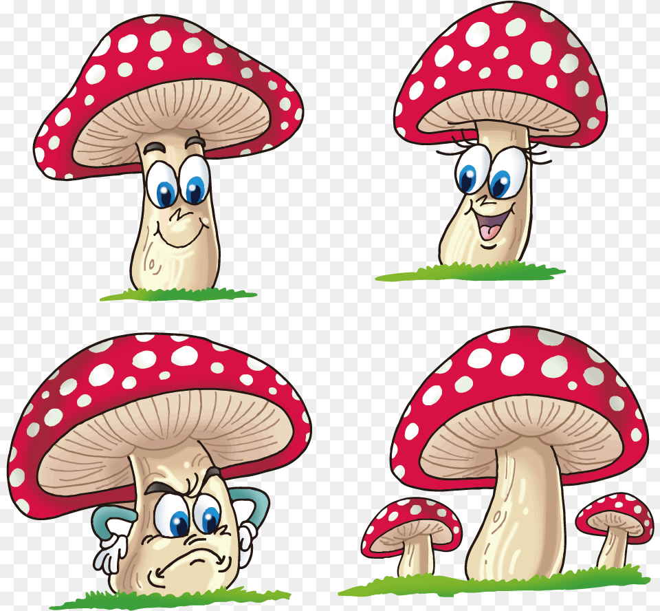 Clipart Black And White Stock Collection Of Mushrooms, Fungus, Plant, Agaric, Face Free Png Download