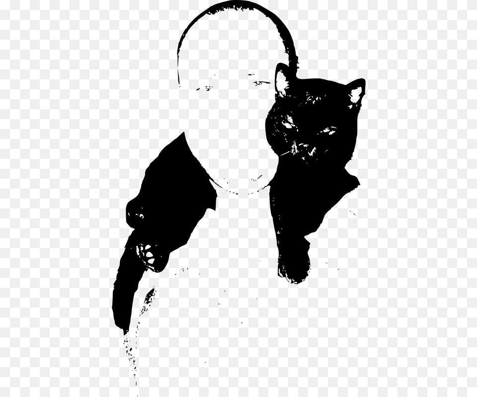 Clipart Black Cat Neck Wrap, Gray Png