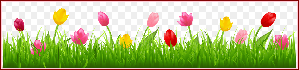 Clipart Border Spring Flowers Grass Clip Art, Nature, Outdoors, Plant, Flower Png Image