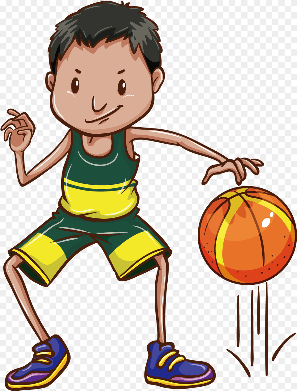 Clipart Boy Basketball Player Bouncing A Ball Clipart, Child, Male, Person, Face Free Png Download