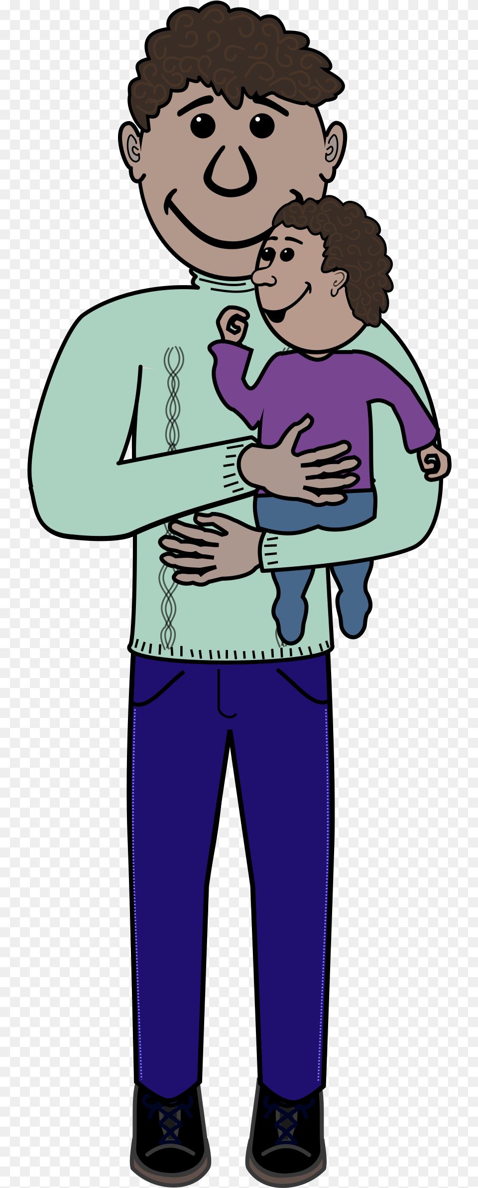 Clipart Boy Dad Child, Person, Pants, Clothing, Face Png Image