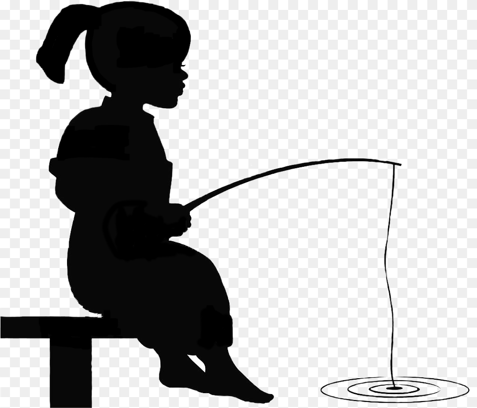 Clipart Boy Fishing Girl Fishing Silhouette, Water, Baby, Person, Architecture Png Image