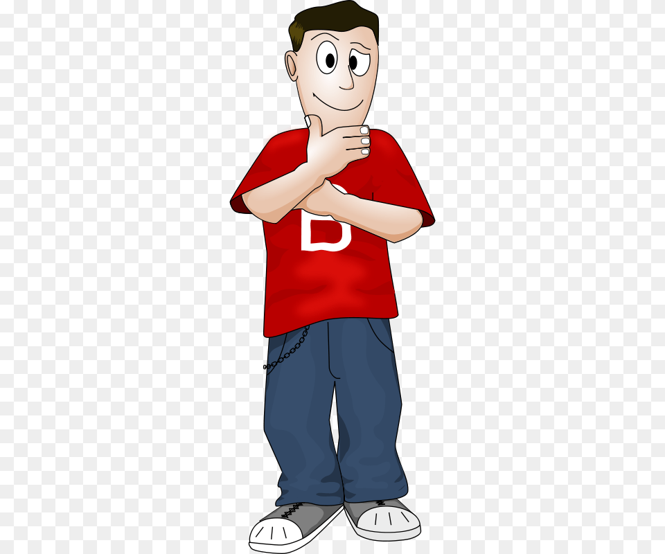 Clipart Boy Thinking Chrisdesign, T-shirt, Clothing, Pants, Child Free Png