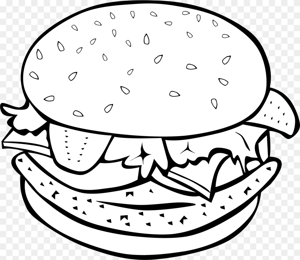 Clipart Burger Picture Line Drawing Of Burger, Food, Baby, Person, Face Png