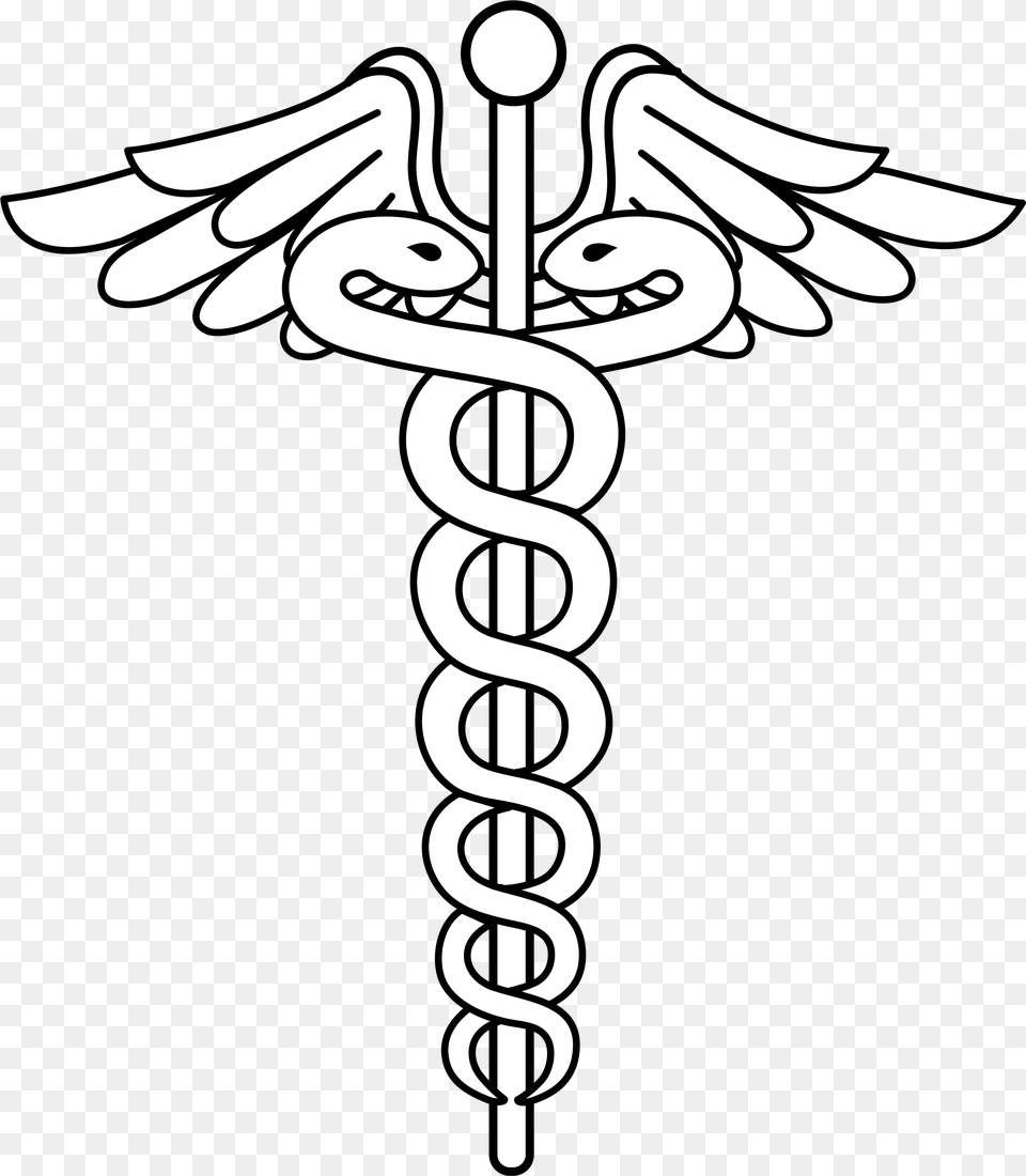 Clipart Caduceus Medical Symbol Medical Logo White, Emblem, Cross, Stencil Free Png Download