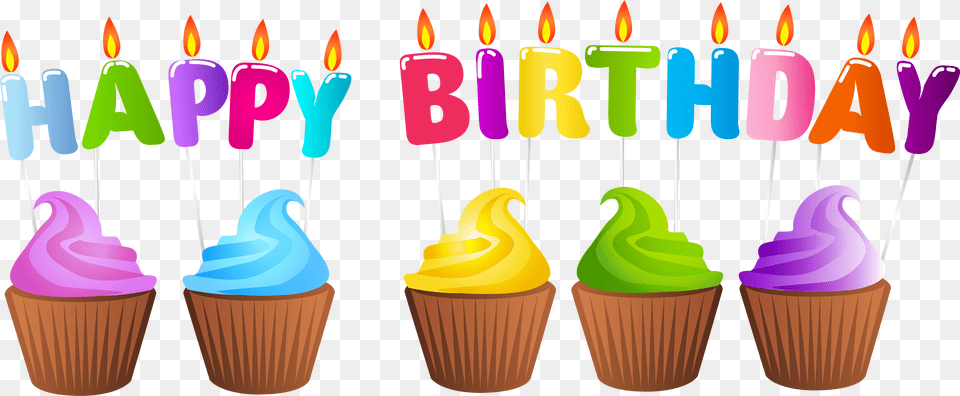 Clipart Candle Birthday Cupcake Happy Birthday Candle, Food, Cake, Cream, Dessert Free Png Download